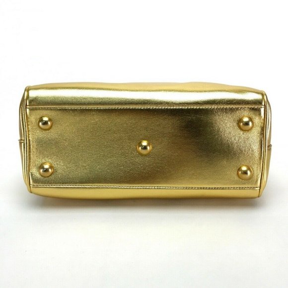 Authentic SAINT LAURENT PARIS Baby Duffle 2WAY Hand Bag Leather Gold - Picture 4 of 11